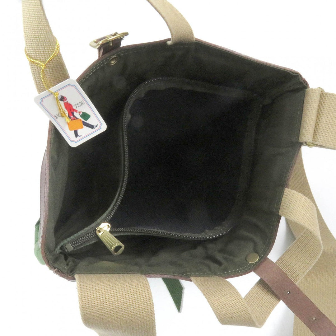 PORTER Shoulder Bag 571-09744 Main: Canvas, Part: Leather green COPPI mens Used Authentic