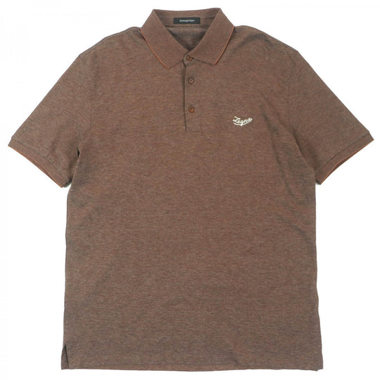 Ermenegildo Zegna Short sleeve polo shirt UR586 Main: 100% cotton Brown mens 52 Used Authentic