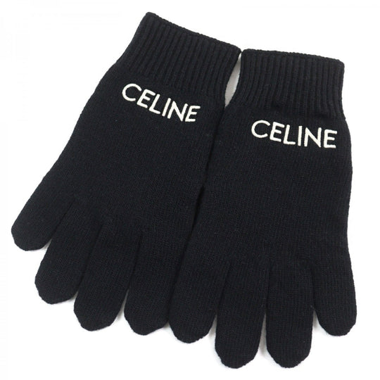 CELINE gloves 2AC55588S Main: 100% wool Black White mens L Used Authentic