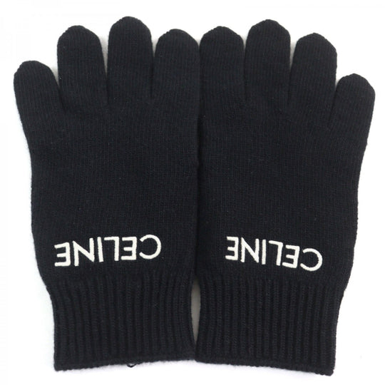 CELINE gloves 2AC55588S Main: 100% wool Black White mens L Used Authentic