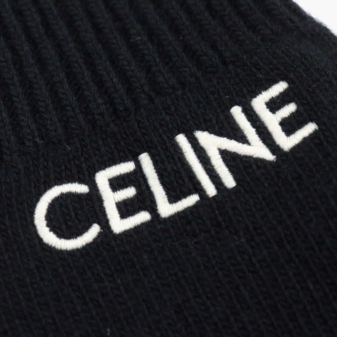 CELINE gloves 2AC55588S Main: 100% wool Black White mens L Used Authentic