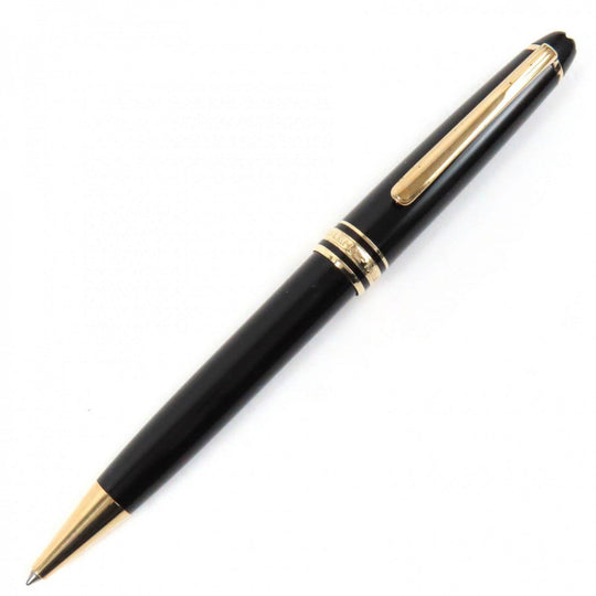 MONTBLANC Ballpoint pen Resin, Gold Plated Black gold Meisterstck Classic mens Used Authentic