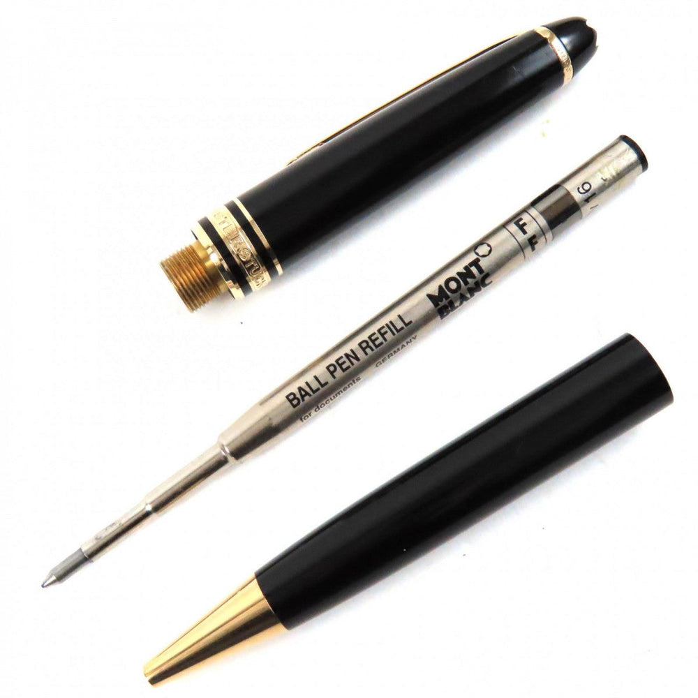 MONTBLANC Ballpoint pen Resin, Gold Plated Black gold Meisterstck Classic mens Used Authentic