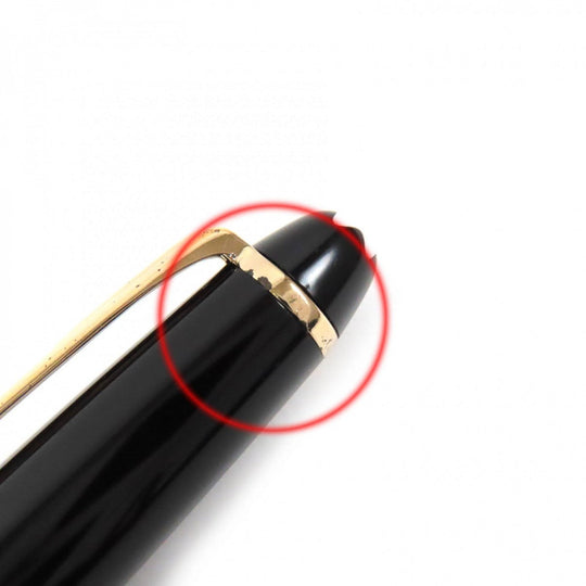 MONTBLANC Ballpoint pen Resin, Gold Plated Black gold Meisterstck Classic mens Used Authentic