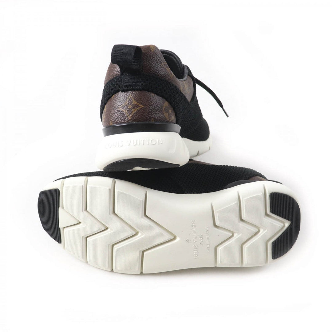 LOUIS VUITTON sneakers Monogram canvas, mesh black Fastlane line mens 6 Used Authentic