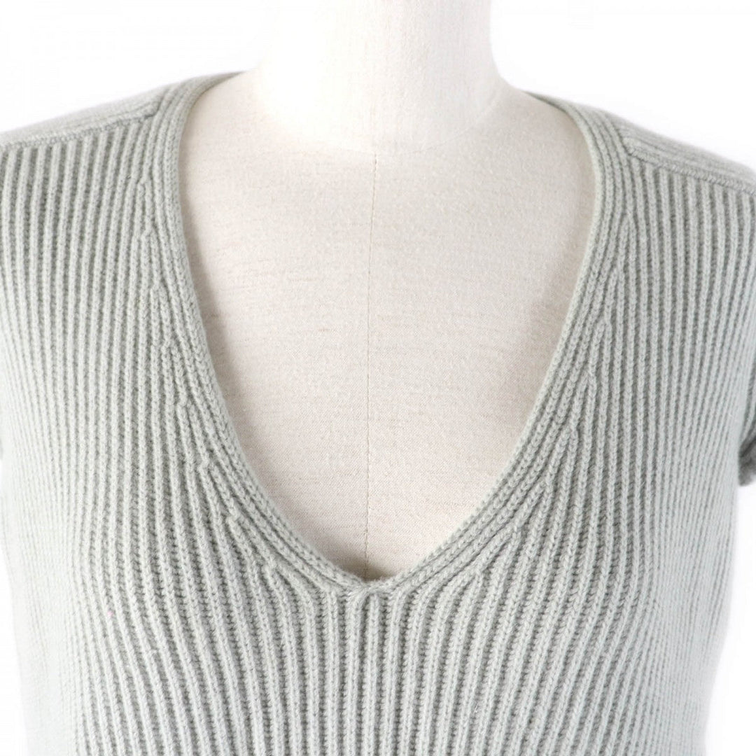 HERMES one piece Main: 80% wool, Main: 20% cashmere gray Women 36 Used Authentic