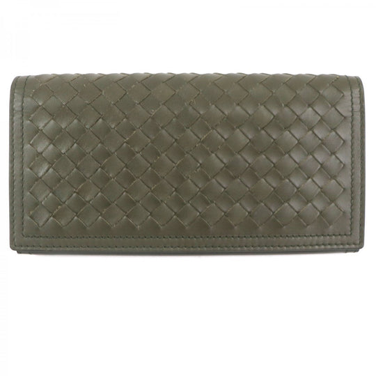 BOTTEGAVENETA Long Wallet Purse Main: Leather khaki mens Used Authentic