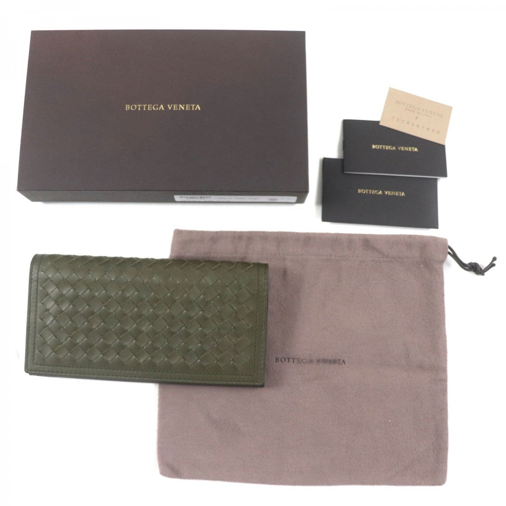 BOTTEGAVENETA Long Wallet Purse Main: Leather khaki mens Used Authentic