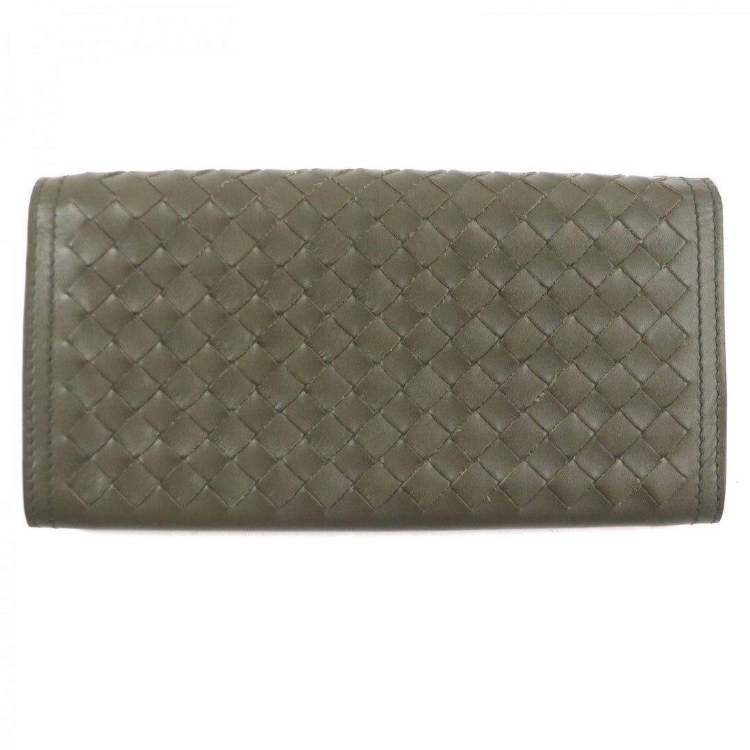BOTTEGAVENETA Long Wallet Purse Main: Leather khaki mens Used Authentic