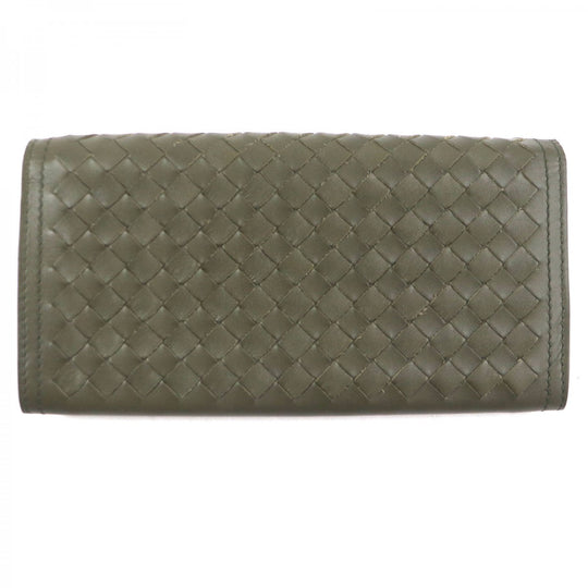 BOTTEGAVENETA Long Wallet Purse Main: Leather khaki mens Used Authentic