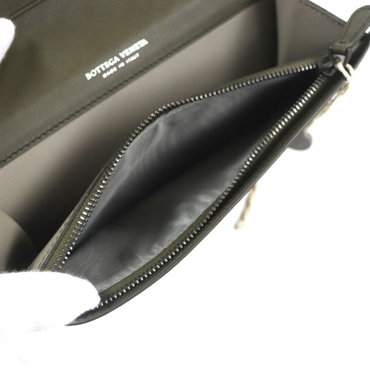 BOTTEGAVENETA Long Wallet Purse Main: Leather khaki mens Used Authentic