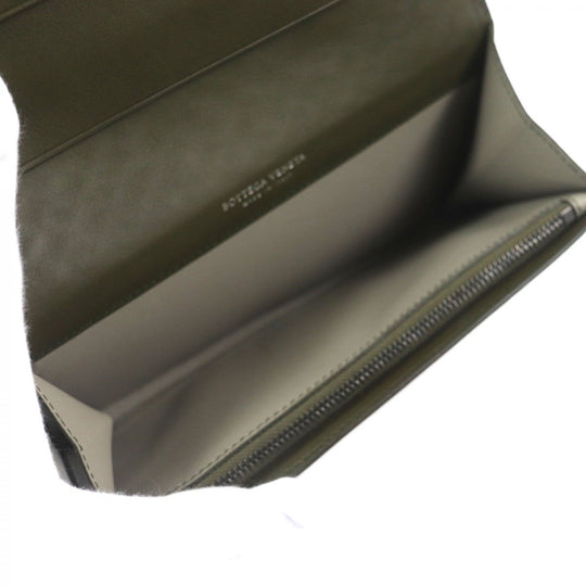 BOTTEGAVENETA Long Wallet Purse Main: Leather khaki mens Used Authentic