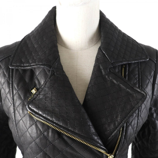 COLE HAAN Riders jacket Outer: goat leather, lining: 100% polyester, padding: 100% polyester black Women S Used Authentic