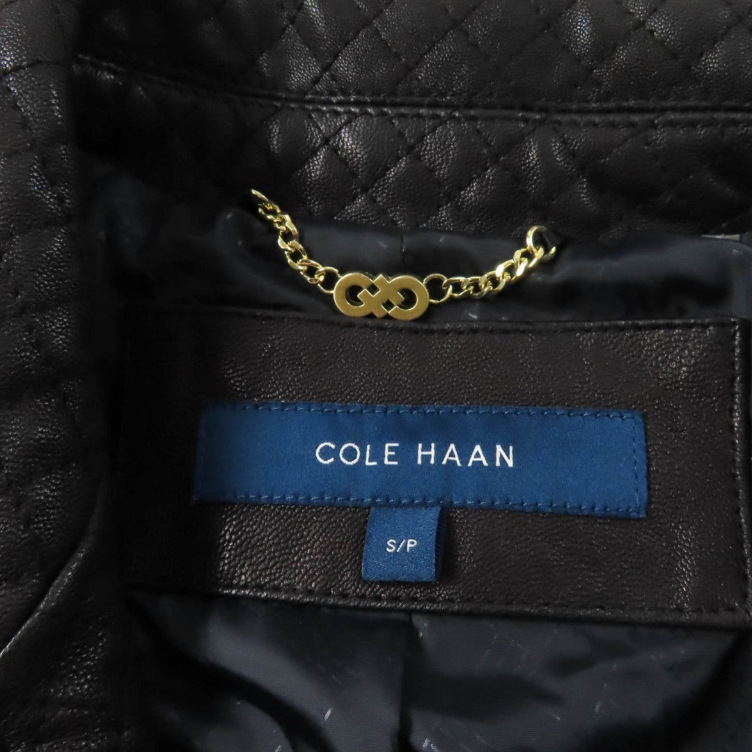 COLE HAAN Riders jacket Outer: goat leather, lining: 100% polyester, padding: 100% polyester black Women S Used Authentic