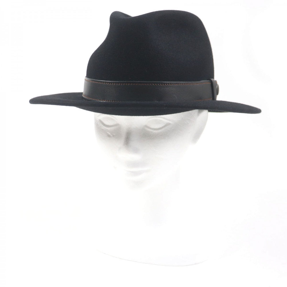 HERMES hat Main: 100% Lapin, Leather parts: Leather black mens Used Authentic