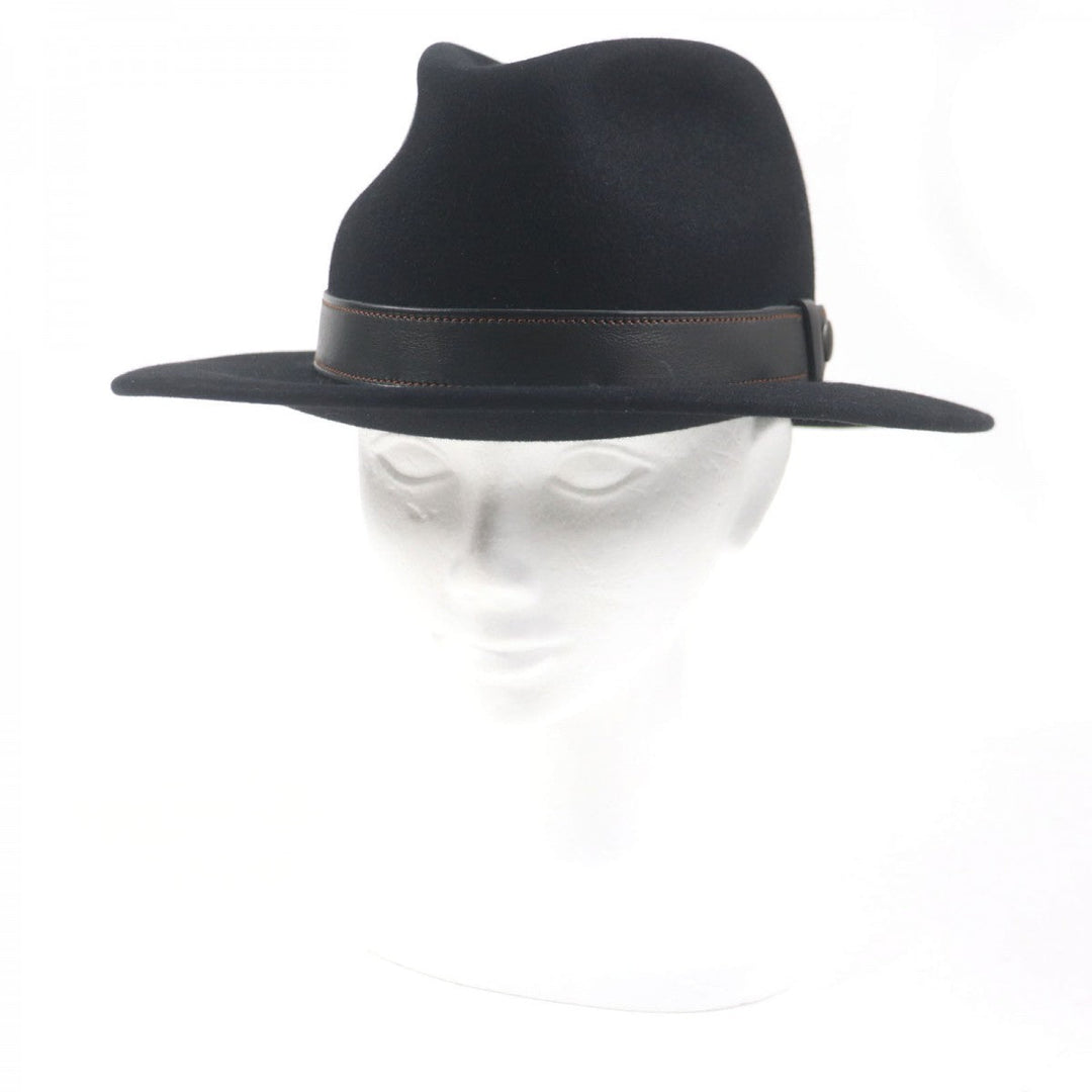 HERMES hat Main: 100% Lapin, Leather parts: Leather black mens Used Authentic