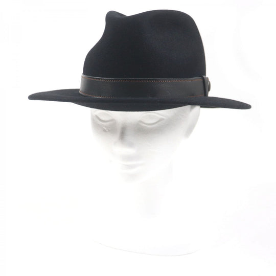 HERMES hat Main: 100% Lapin, Leather parts: Leather black mens Used Authentic