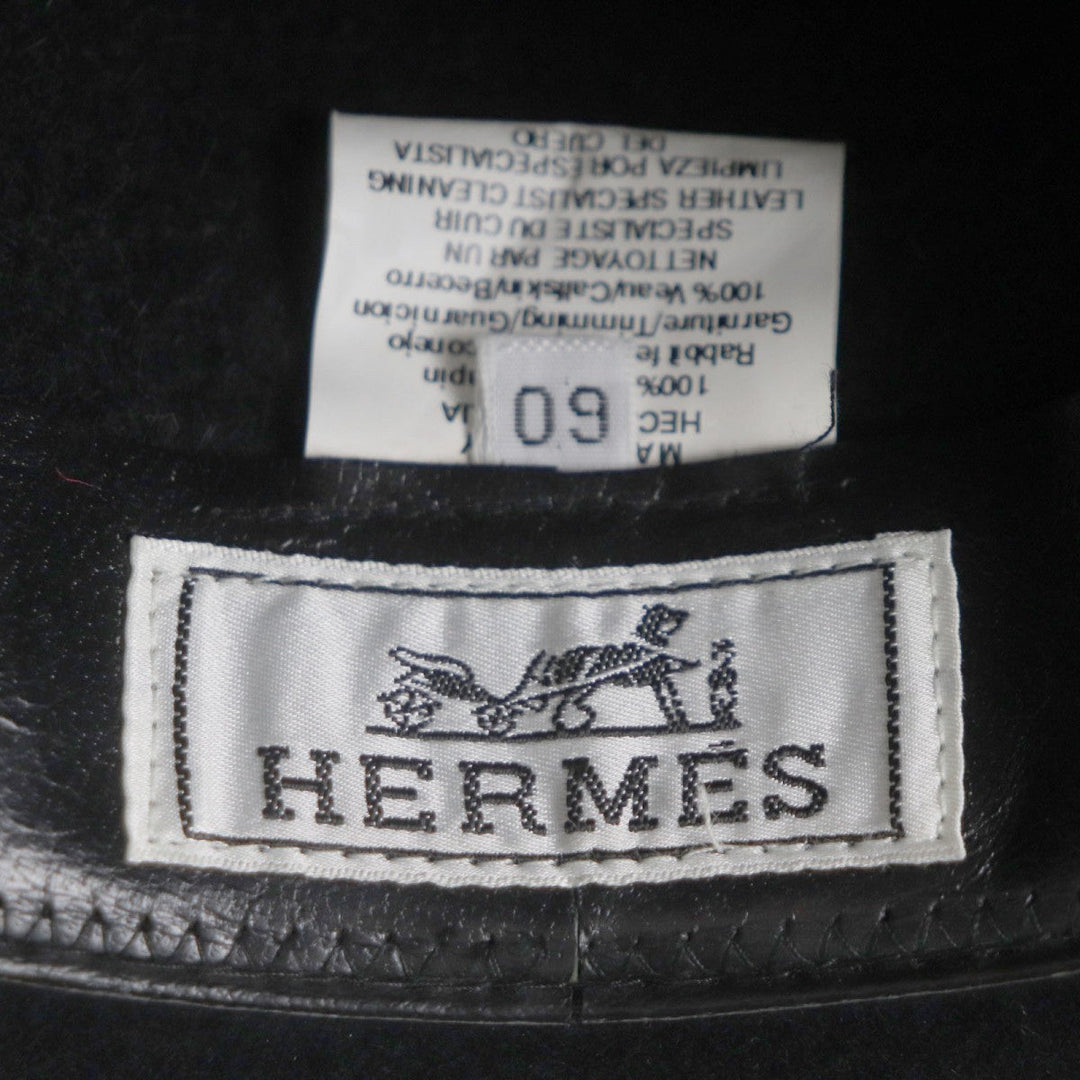 HERMES hat Main: 100% Lapin, Leather parts: Leather black mens Used Authentic