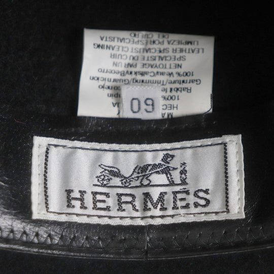 HERMES hat Main: 100% Lapin, Leather parts: Leather black mens Used Authentic