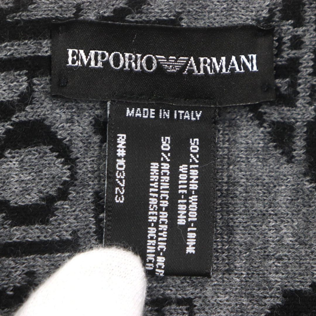 EMPORIO ARMANI Scarf Main: 50% wool, Main: 50% acrylic, Main: 35% polyester, Main: 30% wool White black gray mens Used Authentic