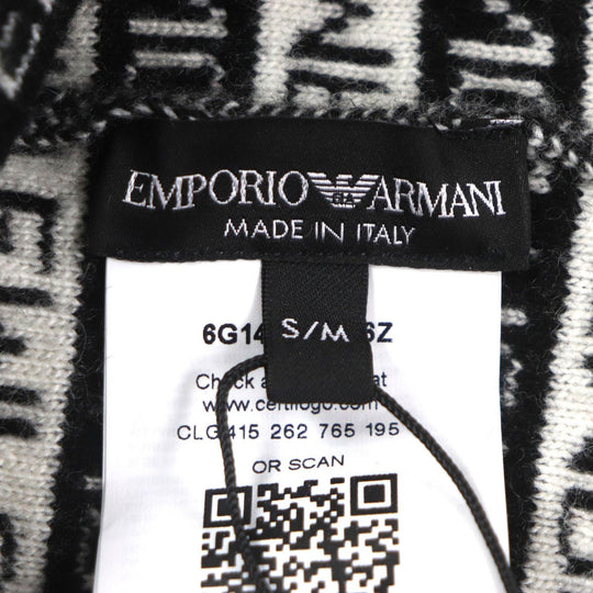 EMPORIO ARMANI Scarf Main: 50% wool, Main: 50% acrylic, Main: 35% polyester, Main: 30% wool White black gray mens Used Authentic