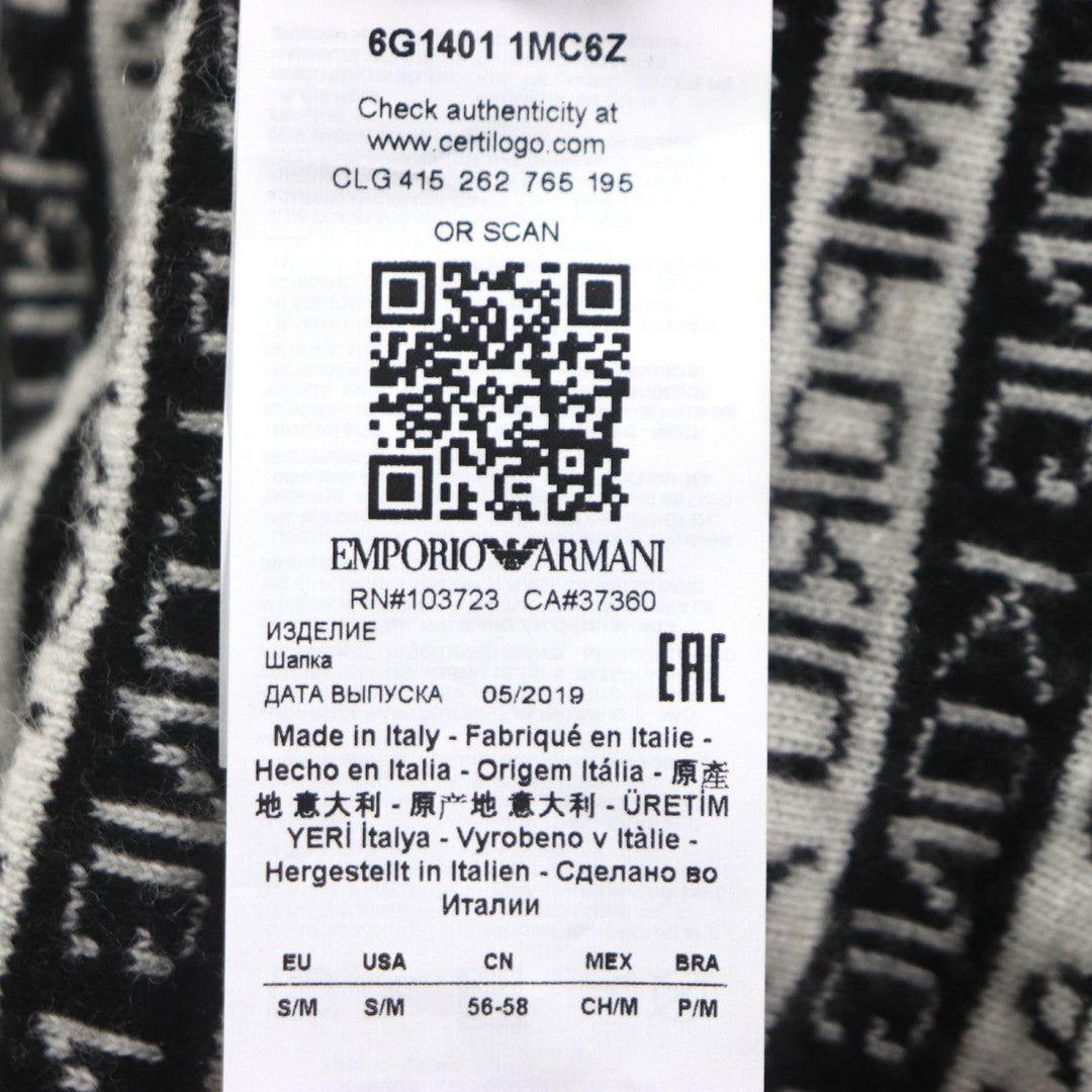 EMPORIO ARMANI Scarf Main: 50% wool, Main: 50% acrylic, Main: 35% polyester, Main: 30% wool White black gray mens Used Authentic