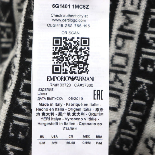 EMPORIO ARMANI Scarf Main: 50% wool, Main: 50% acrylic, Main: 35% polyester, Main: 30% wool White black gray mens Used Authentic
