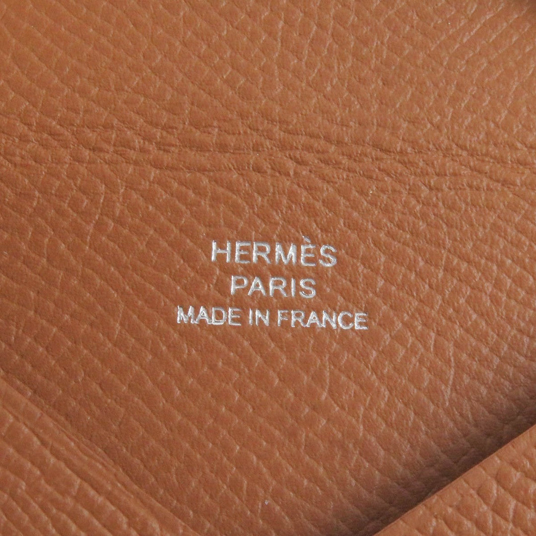 HERMES Coin case Main�FEpsom caramel Calvi mens(Unisex) Used Authentic