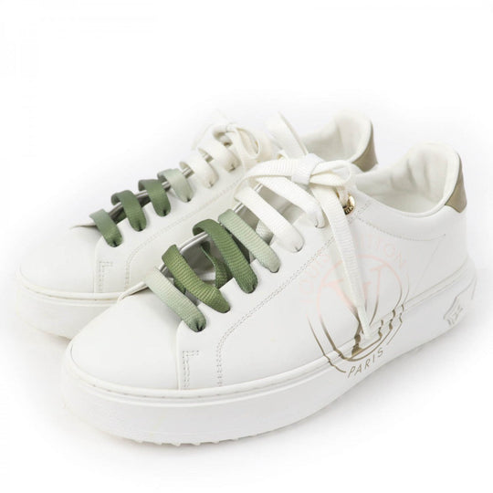 LOUIS VUITTON Low cut sneakers leather white timeout line 37.5