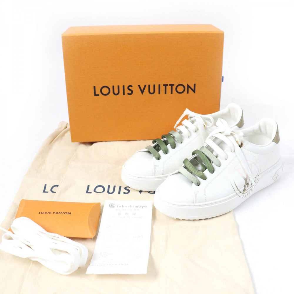 LOUIS VUITTON Low cut sneakers leather white timeout line 37.5