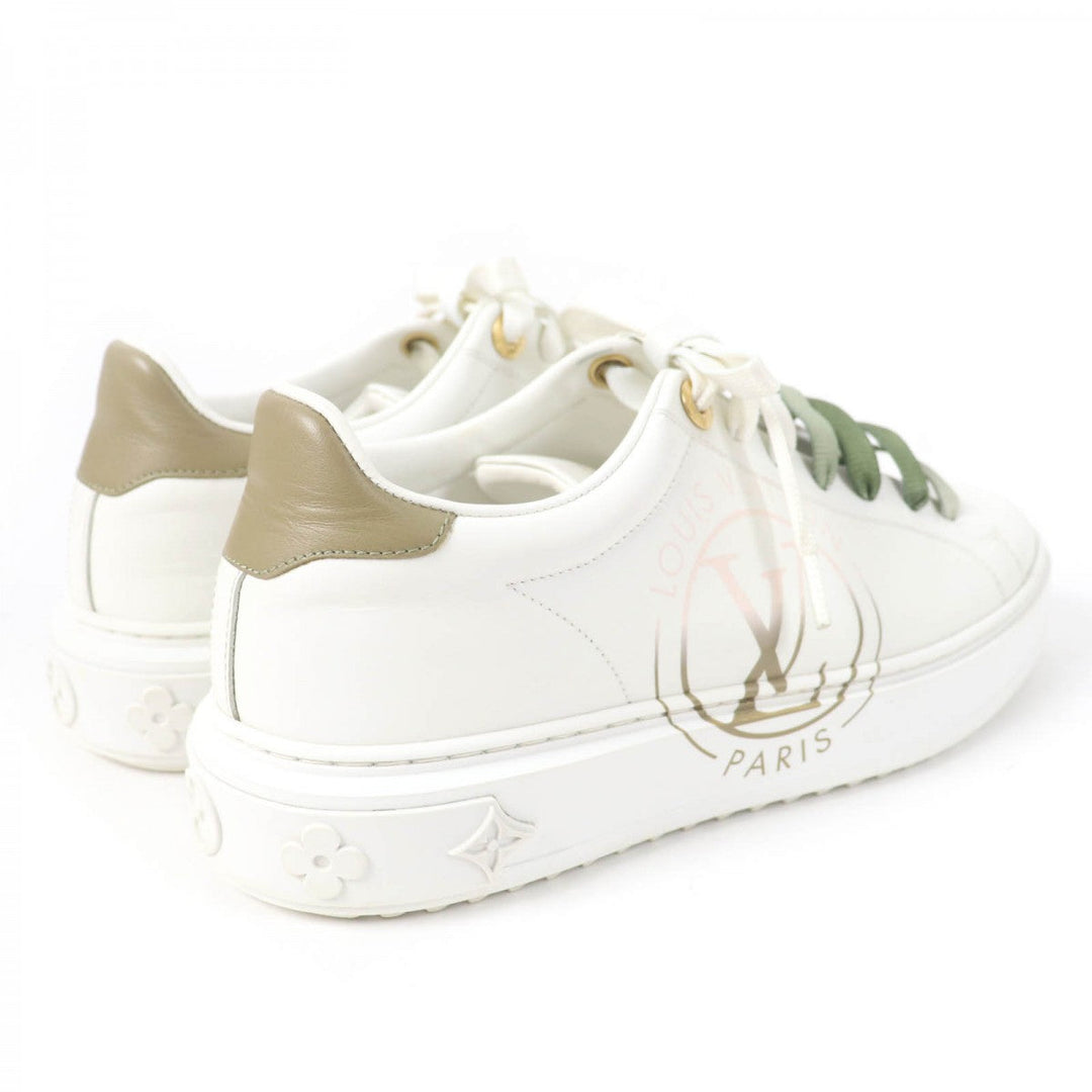 LOUIS VUITTON Low cut sneakers leather white timeout line 37.5