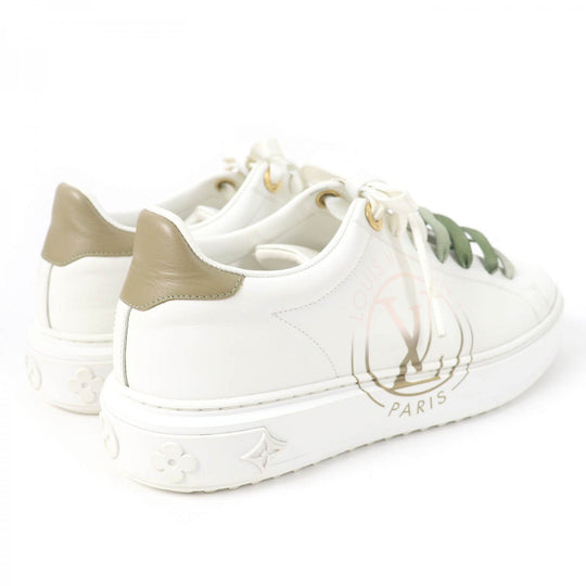 LOUIS VUITTON Low cut sneakers leather white timeout line 37.5