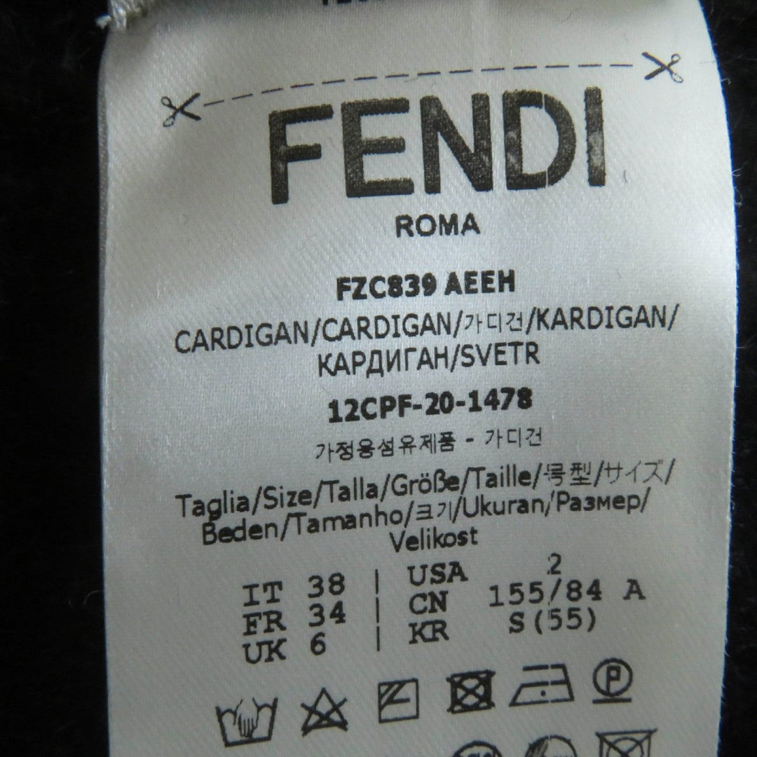 FENDI cardigan FZC839 Main: 46% mohair, 32% nylon, 20% rayon, 2% wool black Women 38 Used Authentic