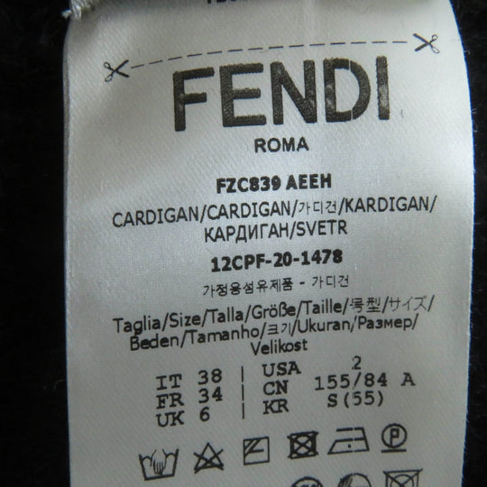 FENDI cardigan FZC839 Main: 46% mohair, 32% nylon, 20% rayon, 2% wool black Women 38 Used Authentic
