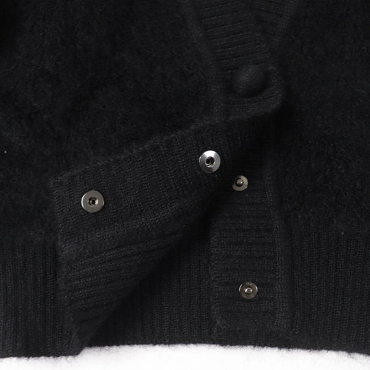 FENDI cardigan FZC839 Main: 46% mohair, 32% nylon, 20% rayon, 2% wool black Women 38 Used Authentic