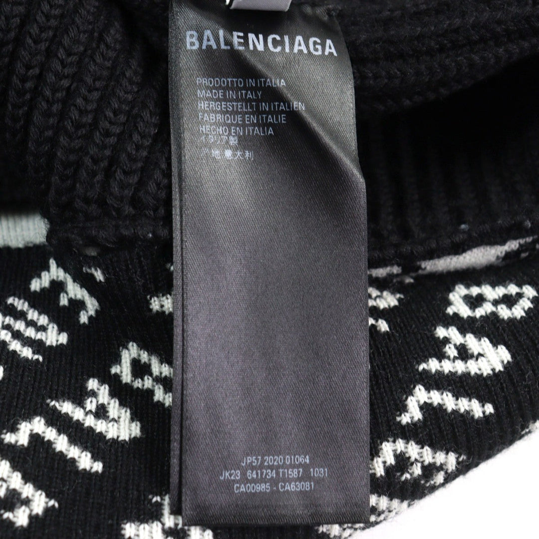BALENCIAGA knit 641734 Outer material: 97% wool, Outer material: 2% nylon, Outer material: 1% polyurethane, Outer material: 100% polyester, Part: 100% polyester Black White mens XS Used Authentic