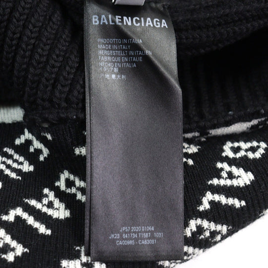 BALENCIAGA knit 641734 Outer material: 97% wool, Outer material: 2% nylon, Outer material: 1% polyurethane, Outer material: 100% polyester, Part: 100% polyester Black White mens XS Used Authentic