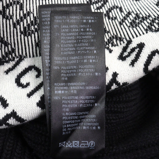 BALENCIAGA knit 641734 Outer material: 97% wool, Outer material: 2% nylon, Outer material: 1% polyurethane, Outer material: 100% polyester, Part: 100% polyester Black White mens XS Used Authentic