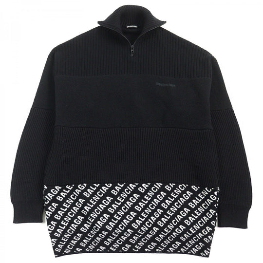 BALENCIAGA knit 641734 Outer material: 97% wool, Outer material: 2% nylon, Outer material: 1% polyurethane, Outer material: 100% polyester, Part: 100% polyester Black White mens XS Used Authentic