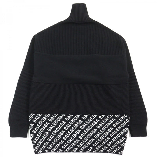 BALENCIAGA knit 641734 Outer material: 97% wool, Outer material: 2% nylon, Outer material: 1% polyurethane, Outer material: 100% polyester, Part: 100% polyester Black White mens XS Used Authentic
