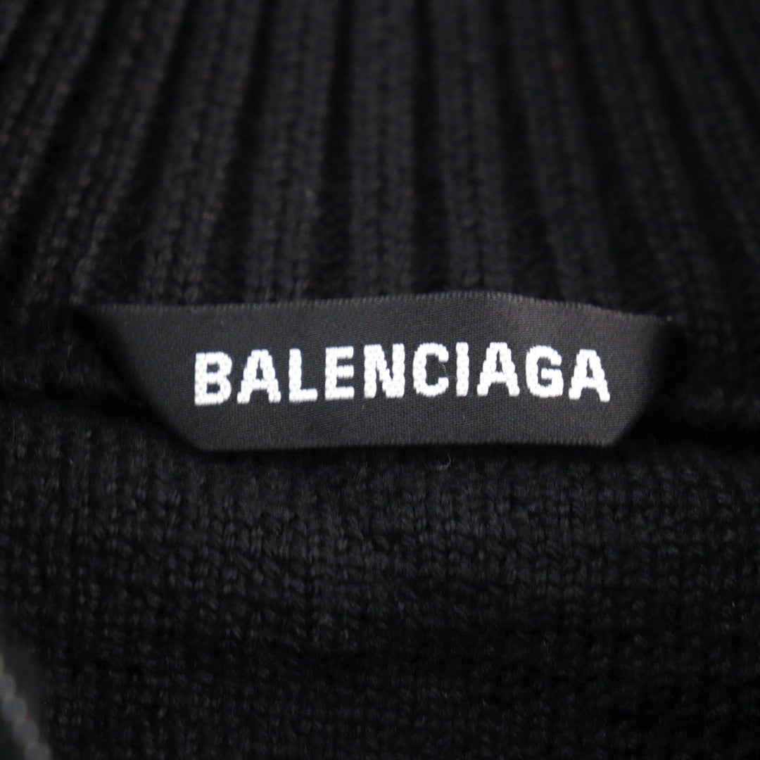 BALENCIAGA knit 641734 Outer material: 97% wool, Outer material: 2% nylon, Outer material: 1% polyurethane, Outer material: 100% polyester, Part: 100% polyester Black White mens XS Used Authentic