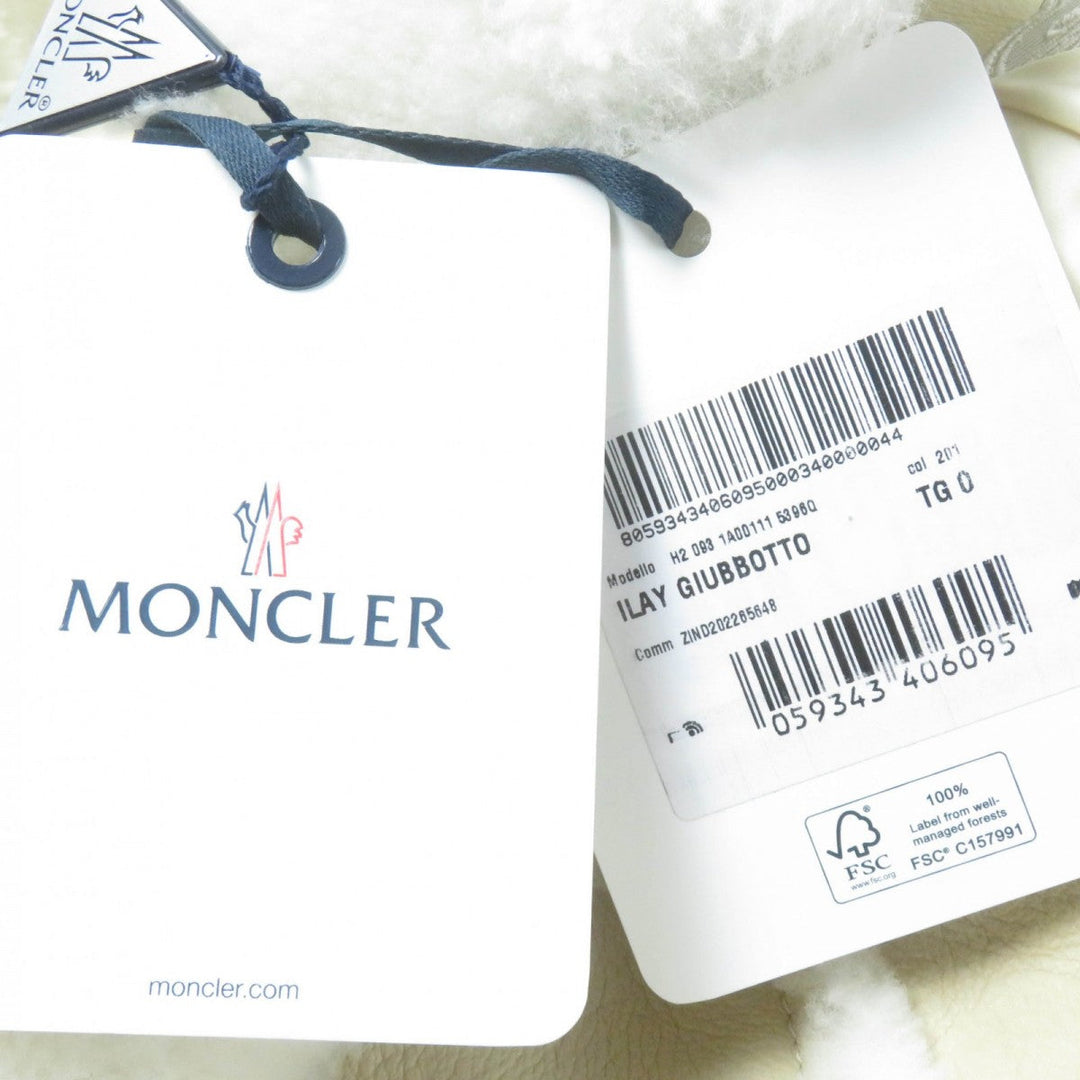 MONCLER Down jacket Main: 100% nylon, Lining: 100% nylon, Part: Mouton, Part: Sheepskin, Filling: 90% down Ivory ILAY Women Used Authentic