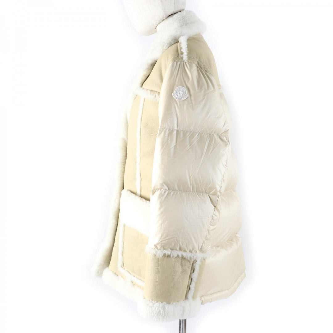 MONCLER Down jacket Main: 100% nylon, Lining: 100% nylon, Part: Mouton, Part: Sheepskin, Filling: 90% down Ivory ILAY Women Used Authentic