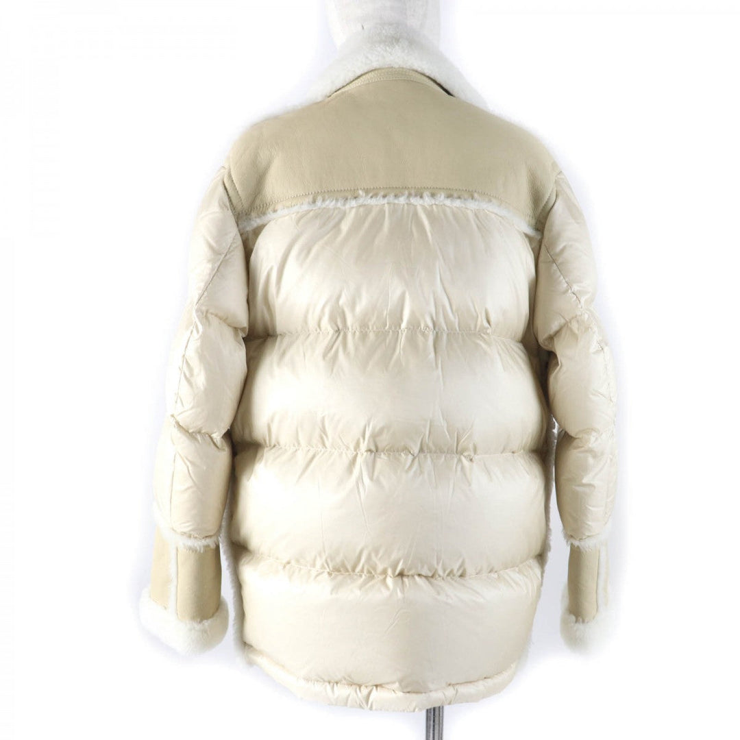 MONCLER Down jacket Main: 100% nylon, Lining: 100% nylon, Part: Mouton, Part: Sheepskin, Filling: 90% down Ivory ILAY Women Used Authentic