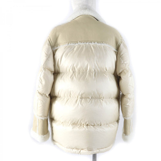 MONCLER Down jacket Main: 100% nylon, Lining: 100% nylon, Part: Mouton, Part: Sheepskin, Filling: 90% down Ivory ILAY Women Used Authentic