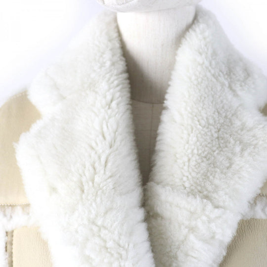 MONCLER Down jacket Main: 100% nylon, Lining: 100% nylon, Part: Mouton, Part: Sheepskin, Filling: 90% down Ivory ILAY Women Used Authentic