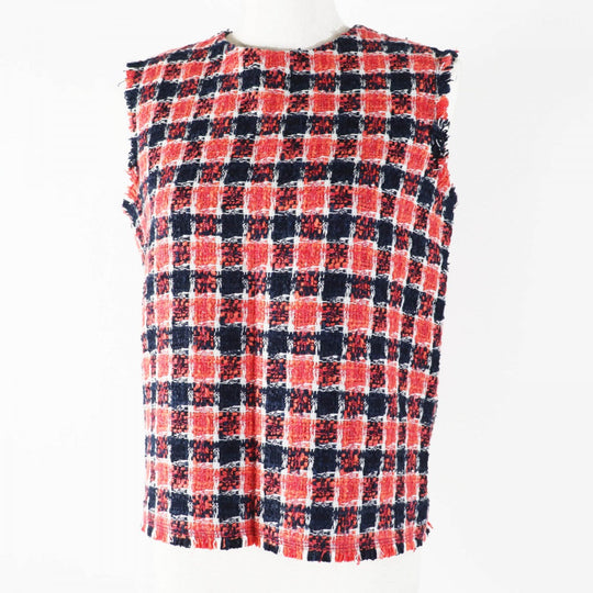 Drawer blouse 6521-299-0493 Main: 48% cotton, 15% rayon, 13% linen, 9% acrylic, 8% silk Red Navy Black White Women 36 Used Authentic