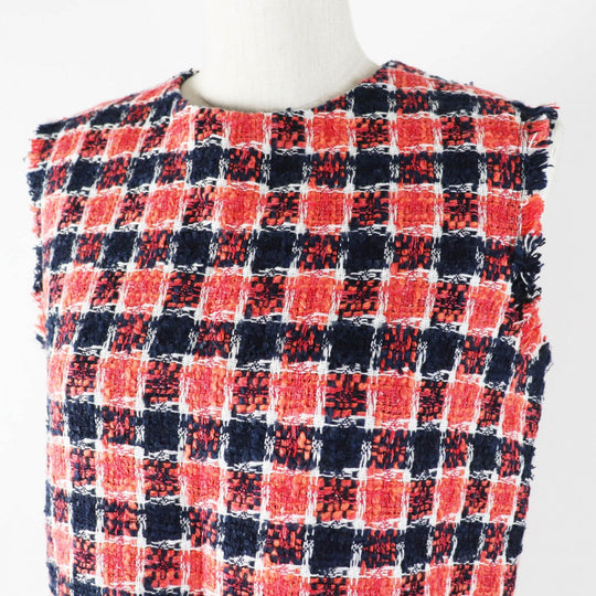 Drawer blouse 6521-299-0493 Main: 48% cotton, 15% rayon, 13% linen, 9% acrylic, 8% silk Red Navy Black White Women 36 Used Authentic