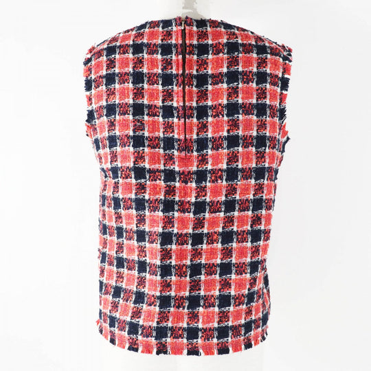 Drawer blouse 6521-299-0493 Main: 48% cotton, 15% rayon, 13% linen, 9% acrylic, 8% silk Red Navy Black White Women 36 Used Authentic