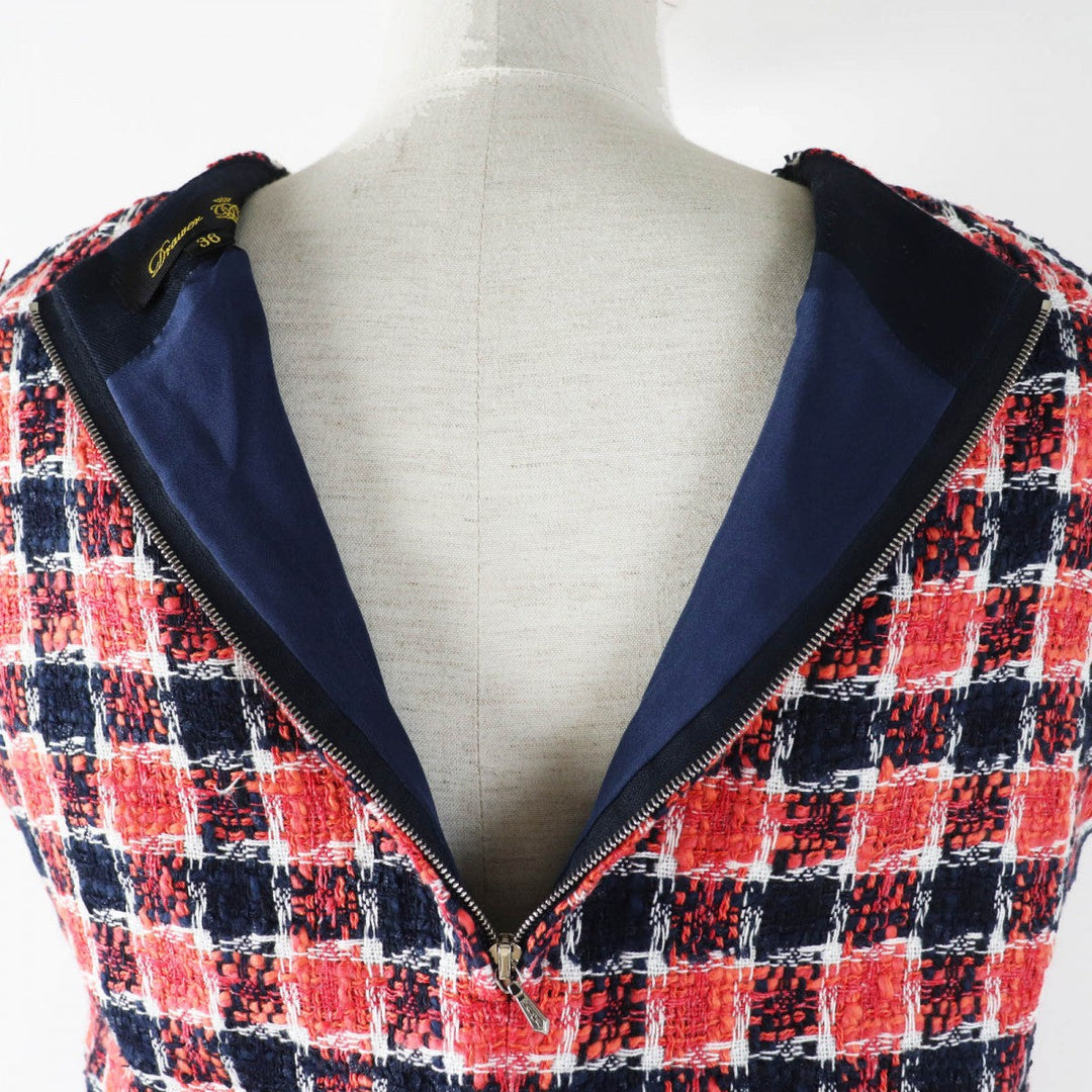 Drawer blouse 6521-299-0493 Main: 48% cotton, 15% rayon, 13% linen, 9% acrylic, 8% silk Red Navy Black White Women 36 Used Authentic